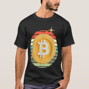 Bitcoin BTC Crypto Cryptocurrency Retro Sunset Inv T-Shirt