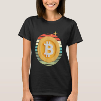 Bitcoin BTC Crypto Cryptocurrency Retro Sunset Inv T-Shirt