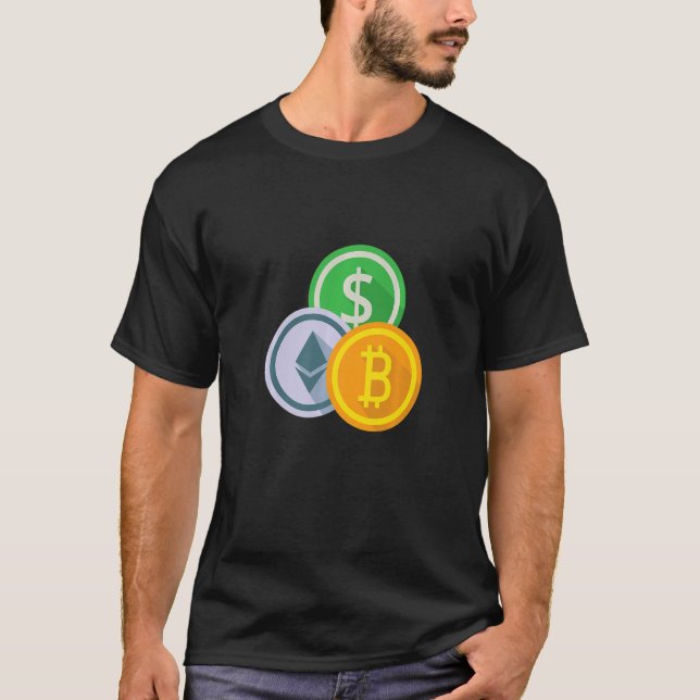 Bitcoin BTC Crypto Cryptocurrency Small Chest Badg T-Shirt (Front)