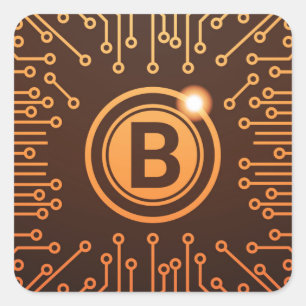 Bitcoin BTC Cryptocurrency Blockchain Square Sticker