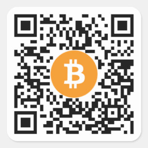 Bitcoin (BTC) Portefeuille QR Code Sticker - Carré