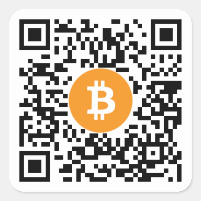 Bitcoin (BTC) Portefeuille QR Code Sticker - Carré (Devant)