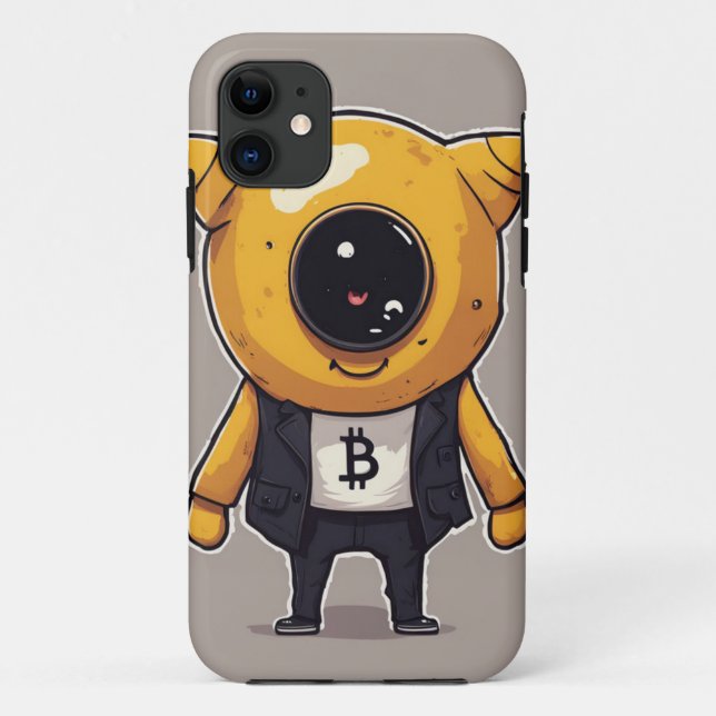Bitcoin Caractère iPhone 11 Coque - Whimsical et E (Dos)