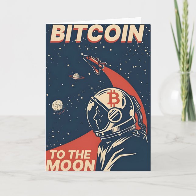 BITCOIN-Crypto Astronaut to the moon Thank You Card (Front)