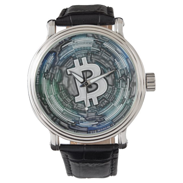 BITCOIN Crypto Coin Logo BTC Cryptocurrency Trader Watch (Front)