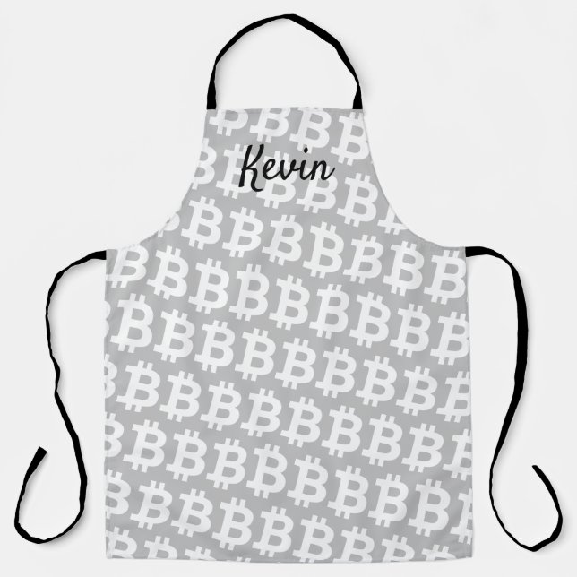 Bitcoin crypto currency logo icon custom bbq Apron (Front)