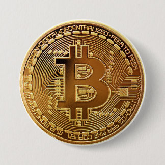 Bitcoin Crypto Large Coin Button Cool Funny