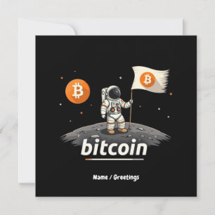 Bitcoin Crypto Moon Astronaut Design BTC  Invitation