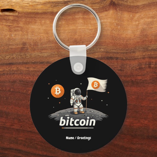 Bitcoin Crypto Moon Astronaut Design BTC  Keychain (Front)