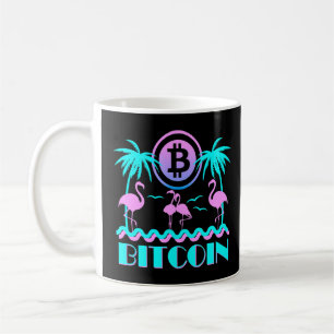 Bitcoin Crypto Retro 80s Flamingo Coffee Mug