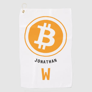 Bitcoin Cryptocurrency Monogrammed Name Golf Towel