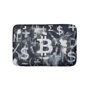 Bitcoin Currency Street Art (Black Painting No. 1) Bath Mat