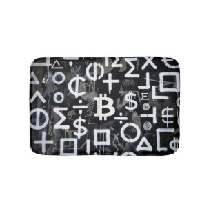 Bitcoin Currency Street Art (Black Painting No. 2) Bath Mat