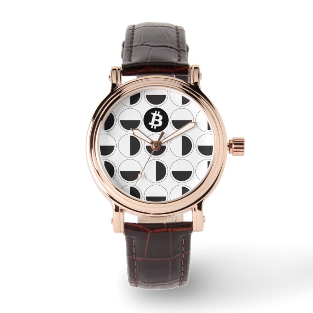 Bitcoin Designer Black & White Watch (Front)