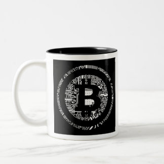 Bitcoin Detail in B&W Two-Tone Coffee Mug