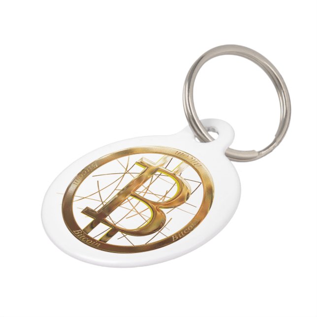 Bitcoin Dog Tag (Round Large Pet Tag) (Side)
