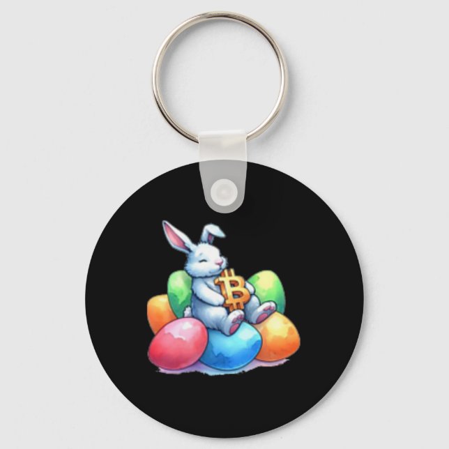 Bitcoin Easter Bunny Small Subtle Eggs Little Rest Keychain (Front)