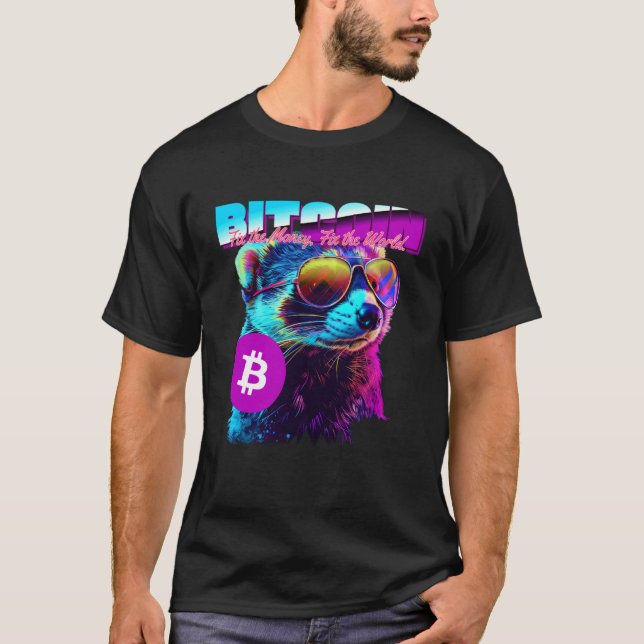 Bitcoin Ferret (Funny BTC Statement & Graphic) T-Shirt (Front)