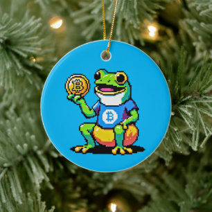 Bitcoin Frog - 8-Bit Crypto Journey Ceramic Ornament