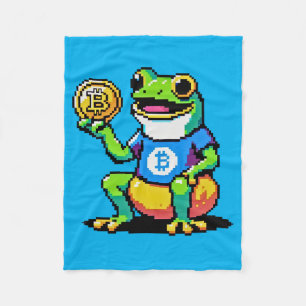Bitcoin Frog - 8-Bit Crypto Journey Fleece Blanket