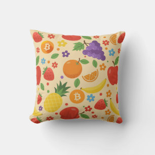 Bitcoin Fruits Throw Pillow