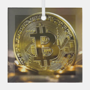 bitcoin glass ornament