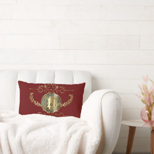 Bitcoin Gold Coin Digital Money Red Lumbar Pillow