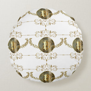 Bitcoin Gold Coin Digital Money White Round Pillow