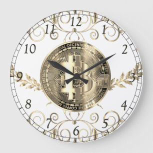 Bitcoin Gold Coin Money Design Large Clock