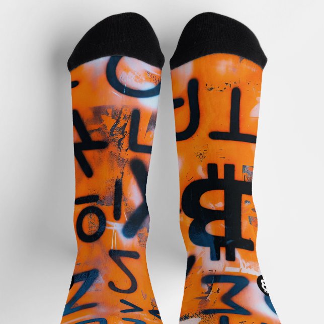"Bitcoin Graffiti" (Style #5) Street Art Socks (Top)