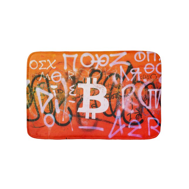 "Bitcoin Graffiti" (Style #9) Street Art Bath Mat (Front)