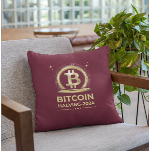 BITCOIN HALVING 2024 Crypto Digital Currency Throw Pillow