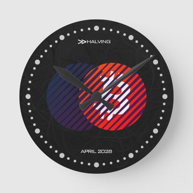 Bitcoin Halving 2028 (Style: 2 / Miami) Round Clock (Front)