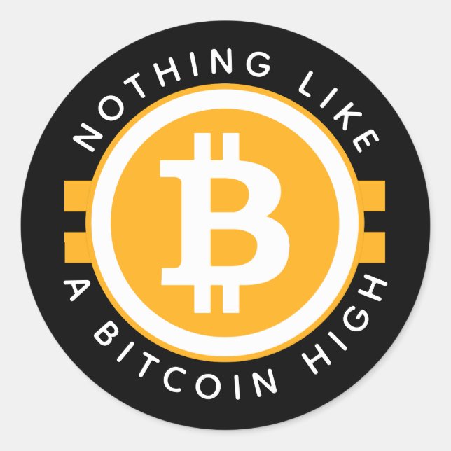 Bitcoin High Classic Round Sticker (Front)