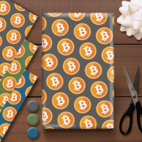Bitcoin Icon in orange and grey green blue