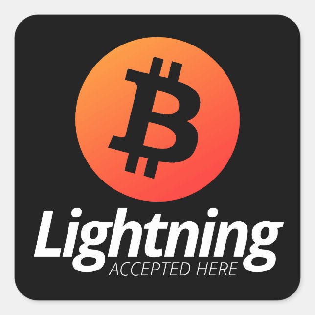 Bitcoin Lightning Accepted Here Square Sticker (Front)