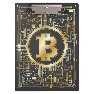 Bitcoin Logo Crypto Circuit Board Cryptocurrency Clipboard