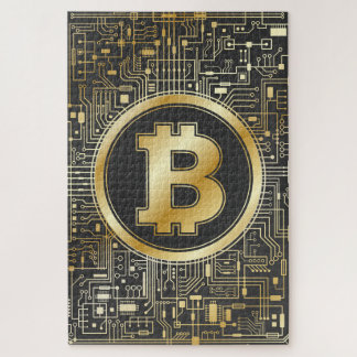 Bitcoin Logo Crypto Circuit Board Cryptocurrency Jigsaw Puzzle