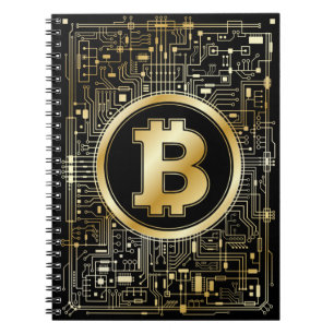 Bitcoin Logo Crypto Circuit Board Cryptocurrency Notebook