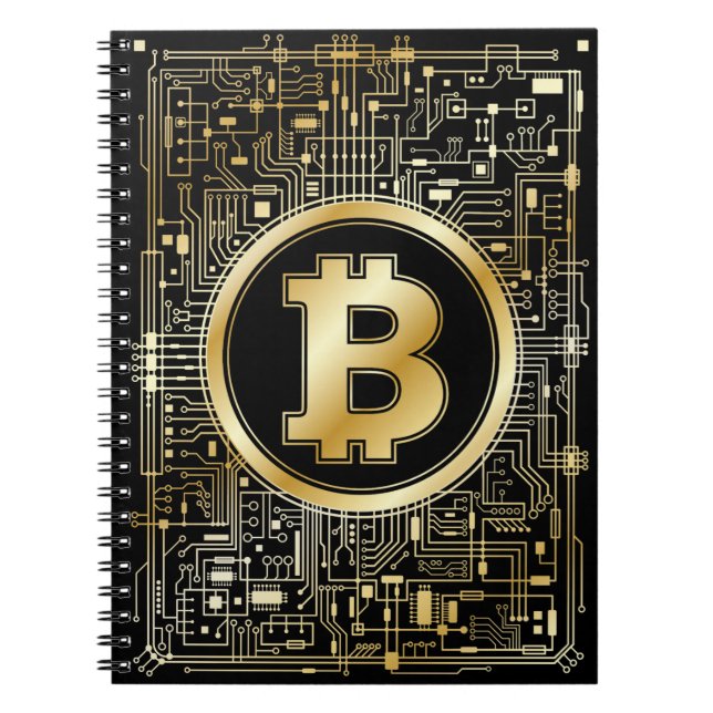 Bitcoin Logo Crypto Circuit Board Cryptocurrency Notebook (Front)