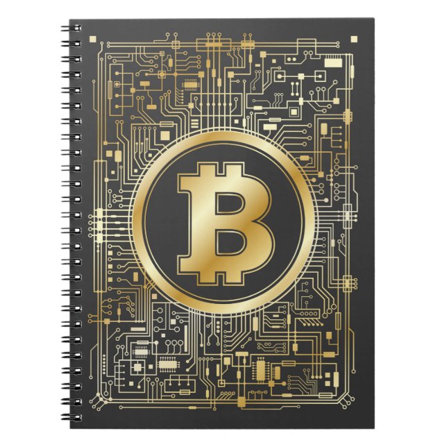 Bitcoin Logo Crypto Circuit Board Cryptocurrency Notebook (Front)