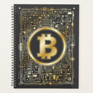 Bitcoin Logo Crypto Circuit Board Cryptocurrency Planner