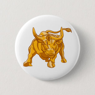 Bitcoin Logo Gold Bull 2 Inch Round Button