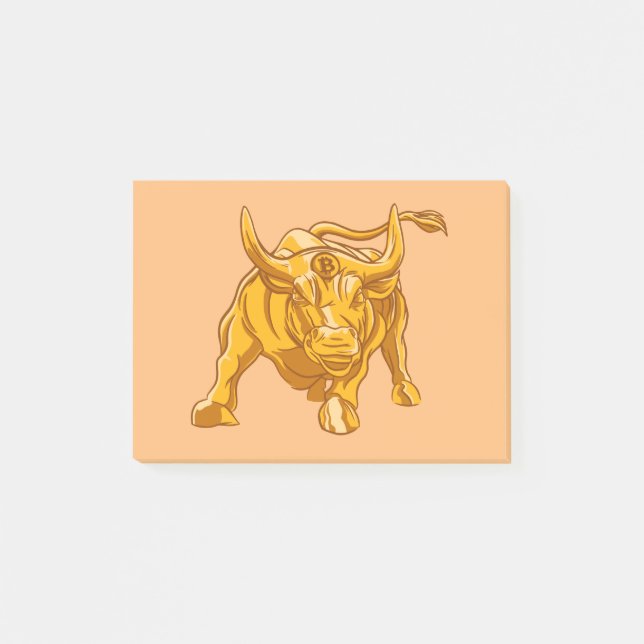 Bitcoin Logo Gold Bull Post-it Notes (Front)