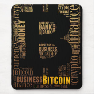Bitcoin logo graphic wordart mouse pad
