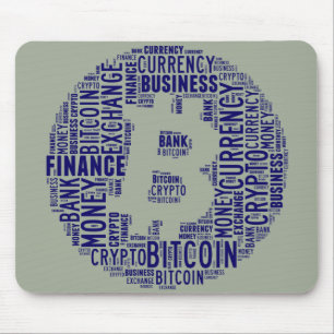 Bitcoin logo graphic wordart mouse pad