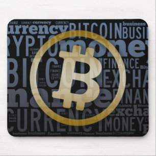 Bitcoin logo graphic wordart mouse pad