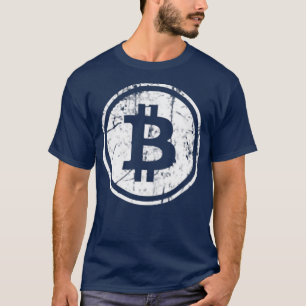 Bitcoin Logo Minimalist Elegant Distressed Pocket T-Shirt