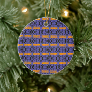 Bitcoin Logo Pattern Ceramic Ornament