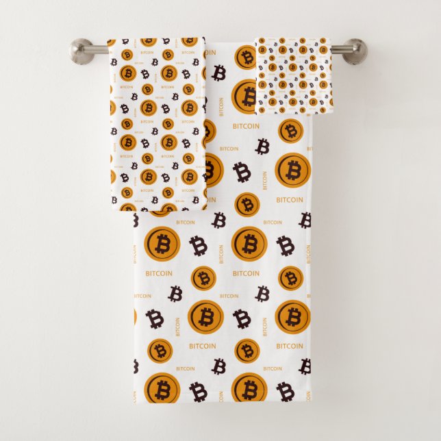 Bitcoin Logo Pattern Design  Bath Towel Set (Insitu)